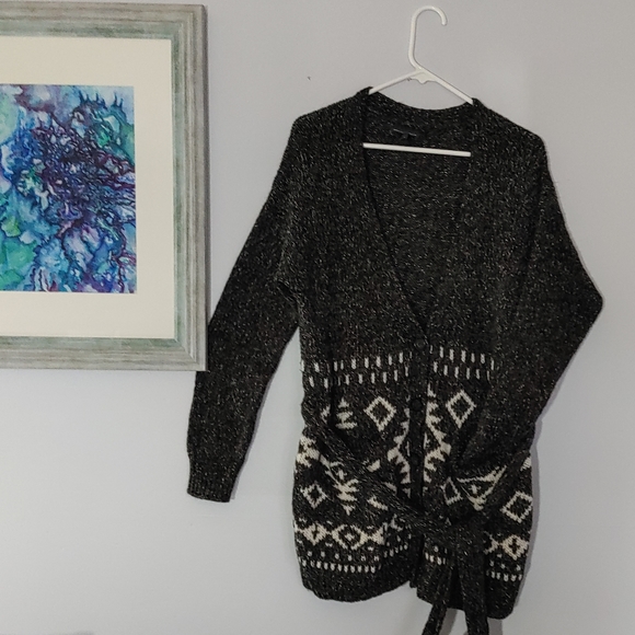 Addition Elle Long Knit Open Cardigan with Tie - Picture 8 of 10